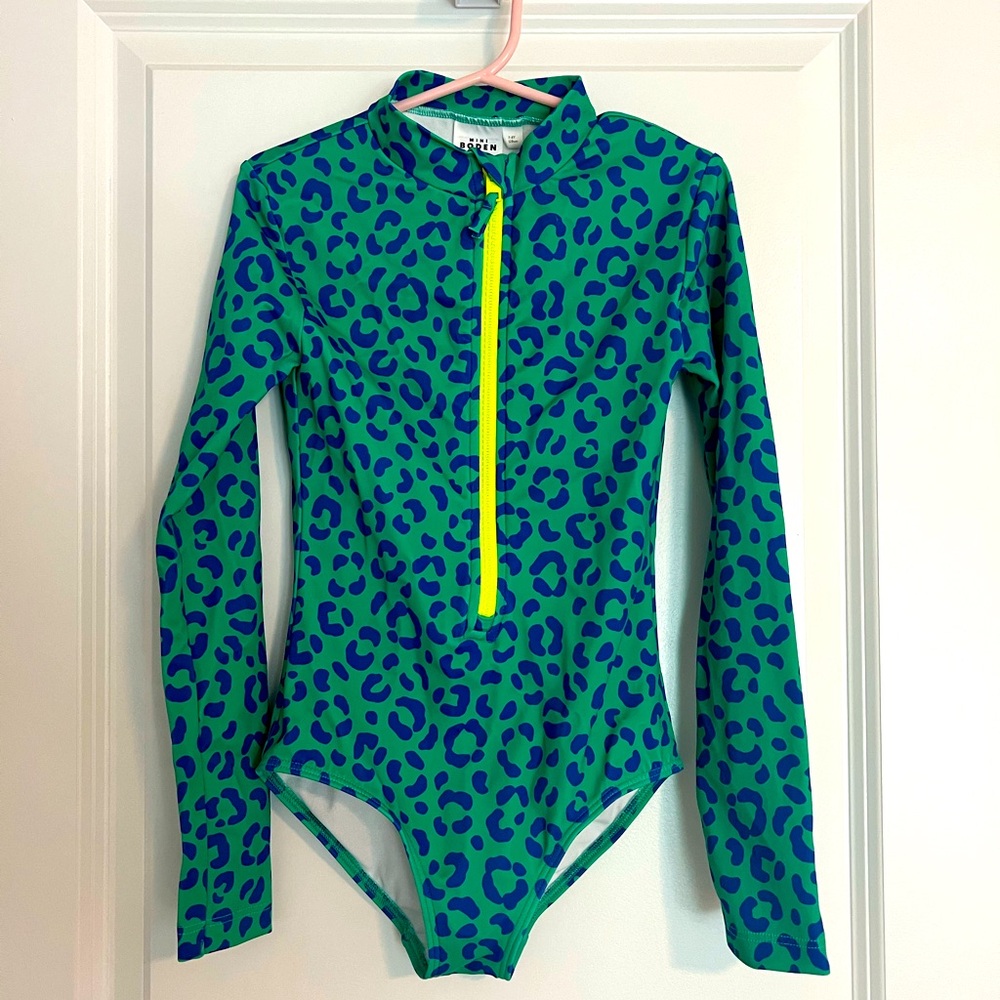 Mini Boden Zip One Piece Protective Swim Suit Size 7-8